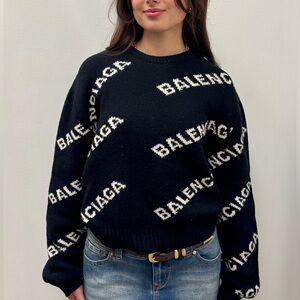 Balenciaga Black and White Logo Sweater